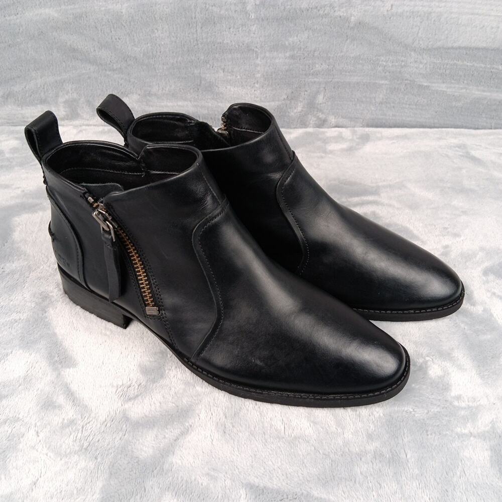 UGG Aureo II Black Leather Waterproof Ankle Boots Women Sz 11 Zip
